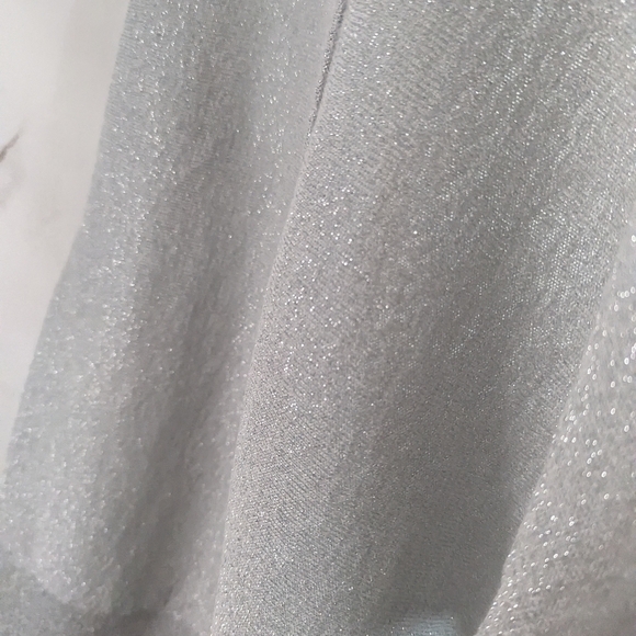 Talbots Short Sleeve Sweater Size Small Silver Sparkle Shimmer Metallic Knit Top - Picture 10 of 11